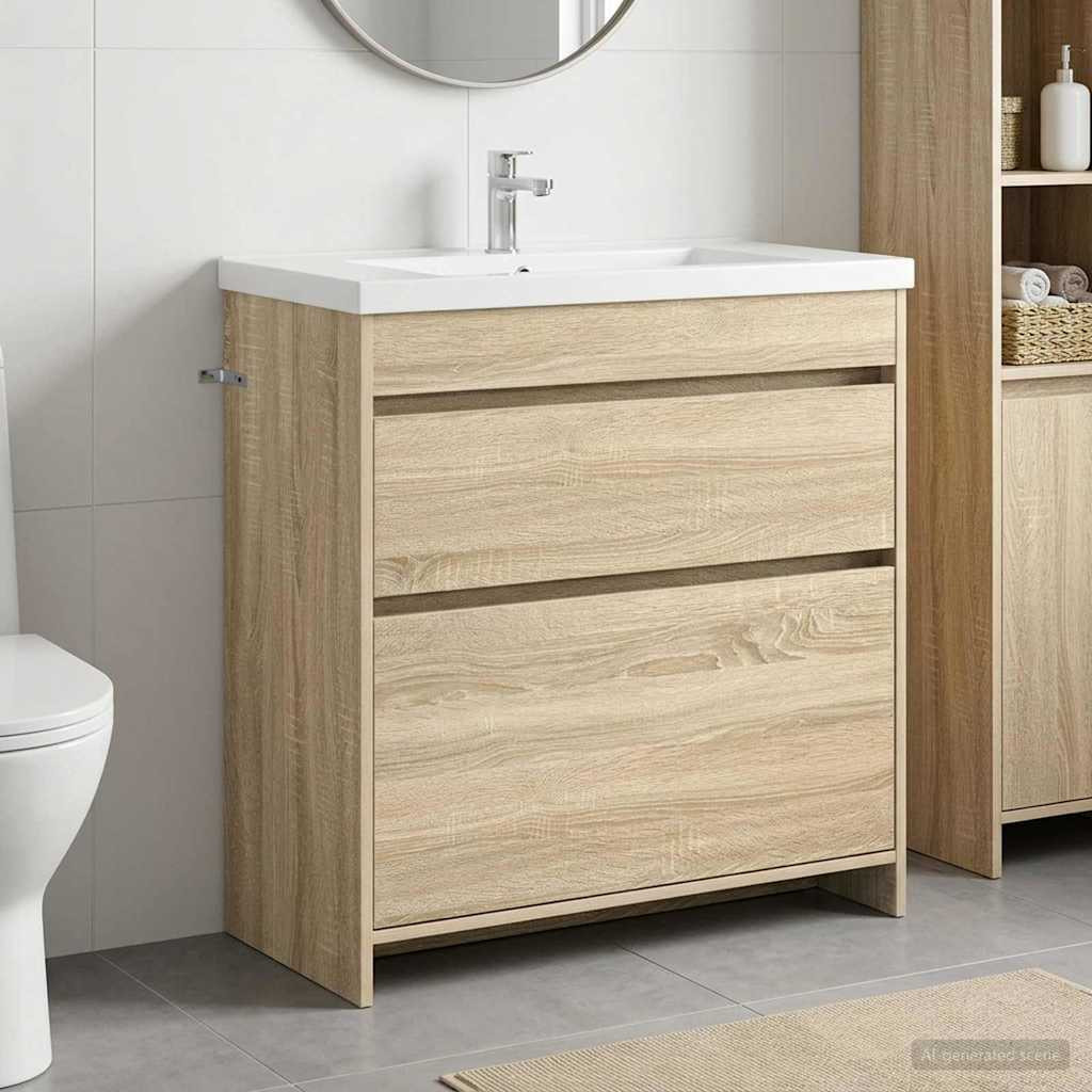 vidaXL Badunterschrank Sonoma-Eiche 78,5 x 37,5 x 81 cm Holzwerkstoff