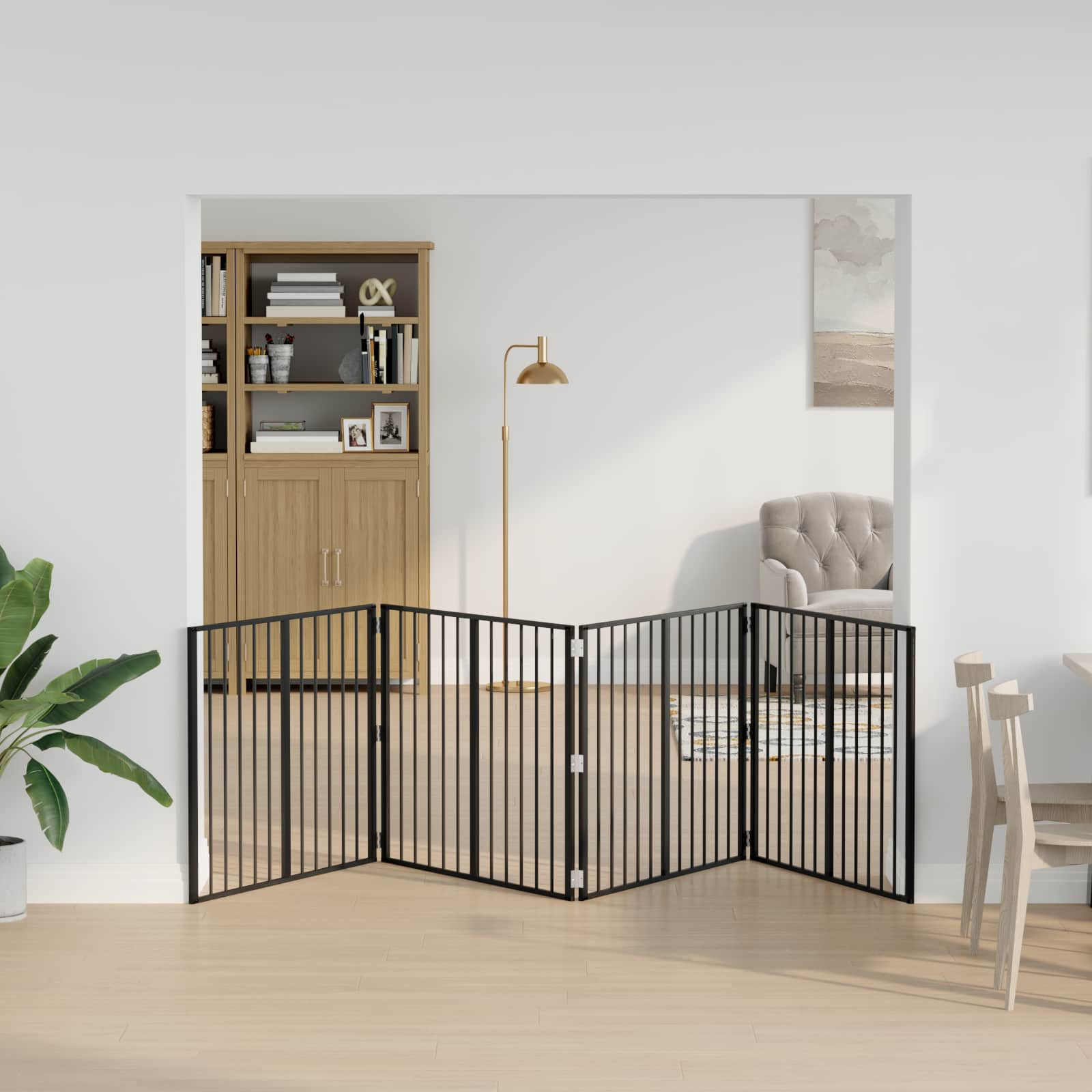 vidaXL Hundetor 4 pcs Schwarz 100 x 80 cm Verzinkter Stahl