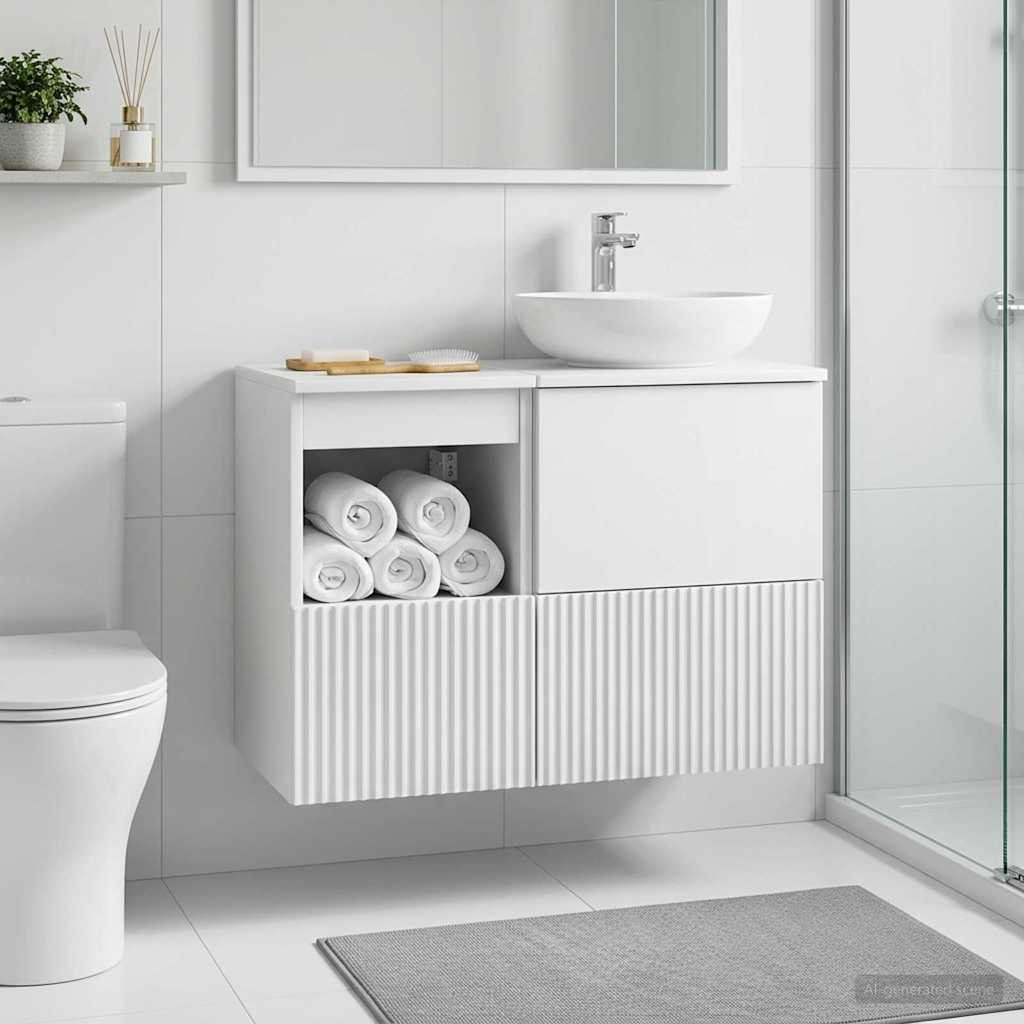 vidaXL Badezimmerschrank Hochglanz Weiß 30 x 41 x 50 cm Holzwerkstoff