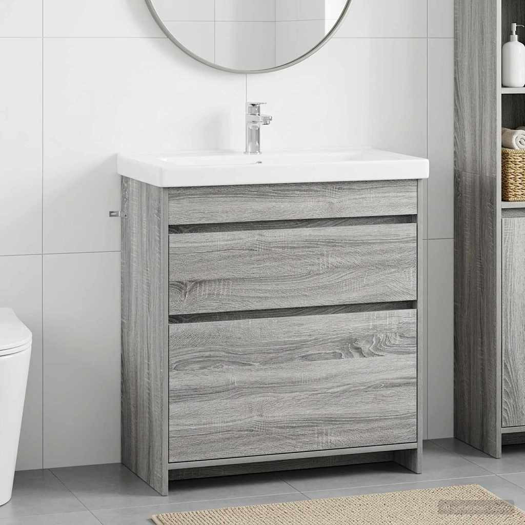 vidaXL Badunterschrank Grau Sonoma 78,5 x 37,5 x 81 cm Holzwerkstoff