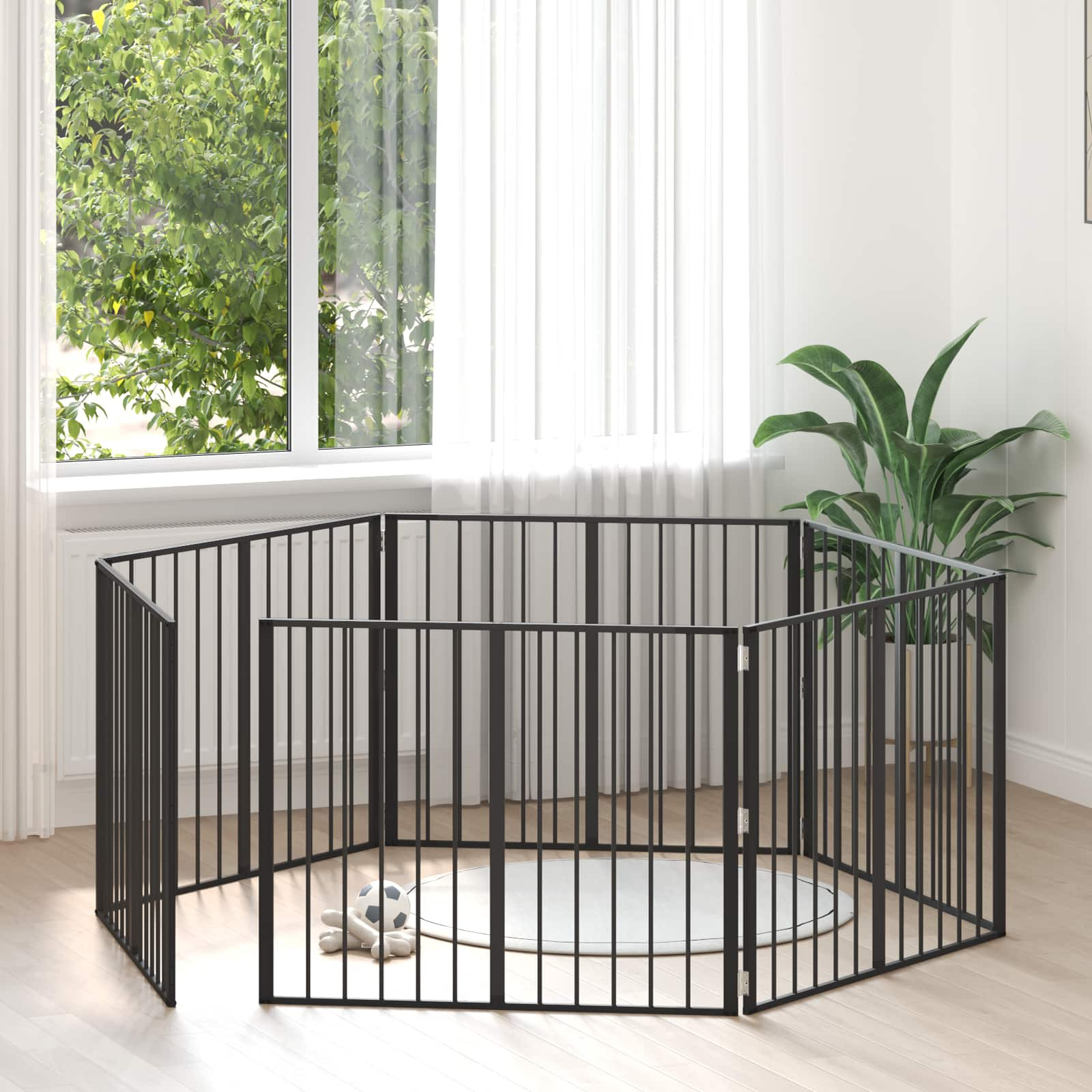 vidaXL Hundetor 6 pcs Schwarz 100 x 80 cm Verzinkter Stahl