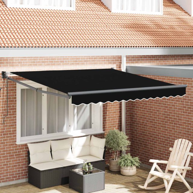 vidaXL Ausziehbare Markise Schwarz 300 x 250 x 165 cm