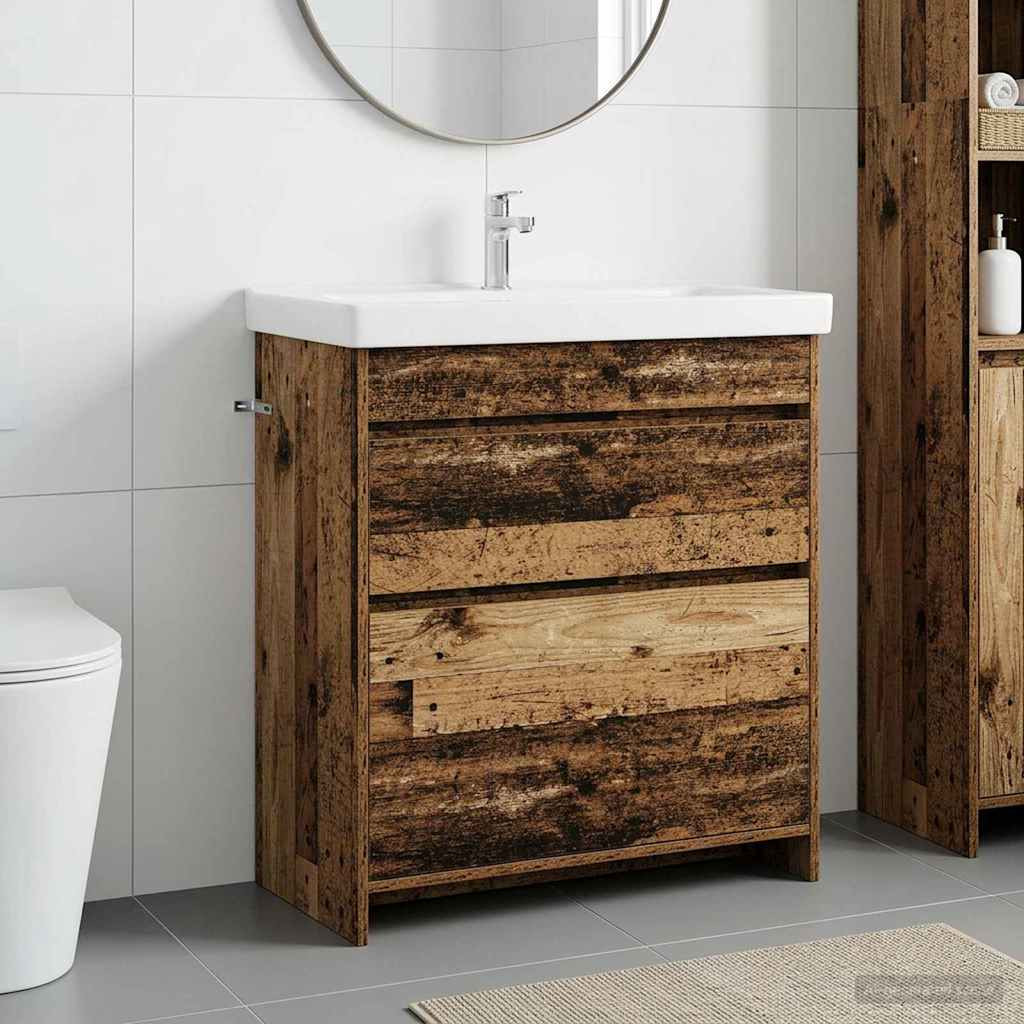 vidaXL Badunterschrank Altholz 78,5 x 37,5 x 81 cm Holzwerkstoff