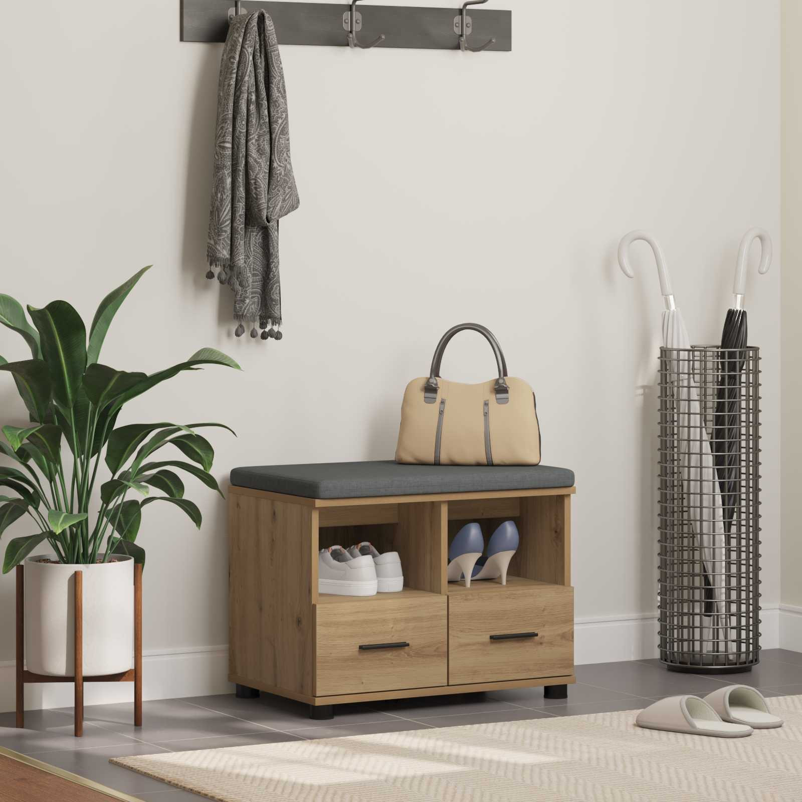 vidaXL Flurbank Artisan-Eiche 60 x 38 x 46 cm