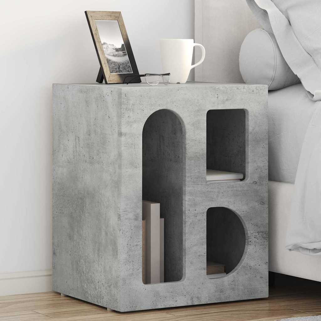 vidaXL Nachttisch ELST 2 Stk. Beton Grau 40 x 35 x 50 cm Holzwerkstoff