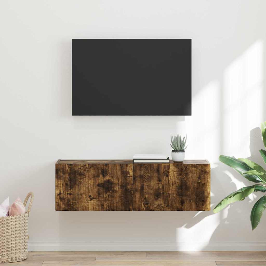 vidaXL TV-Wandschrank Wandmontiert Geräucherte Eiche 98 x 31 x 29,5 cm