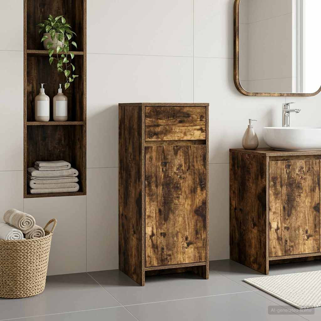 vidaXL Badezimmerschrank Geräucherte Eiche 35 x 36,5 x 85 cm