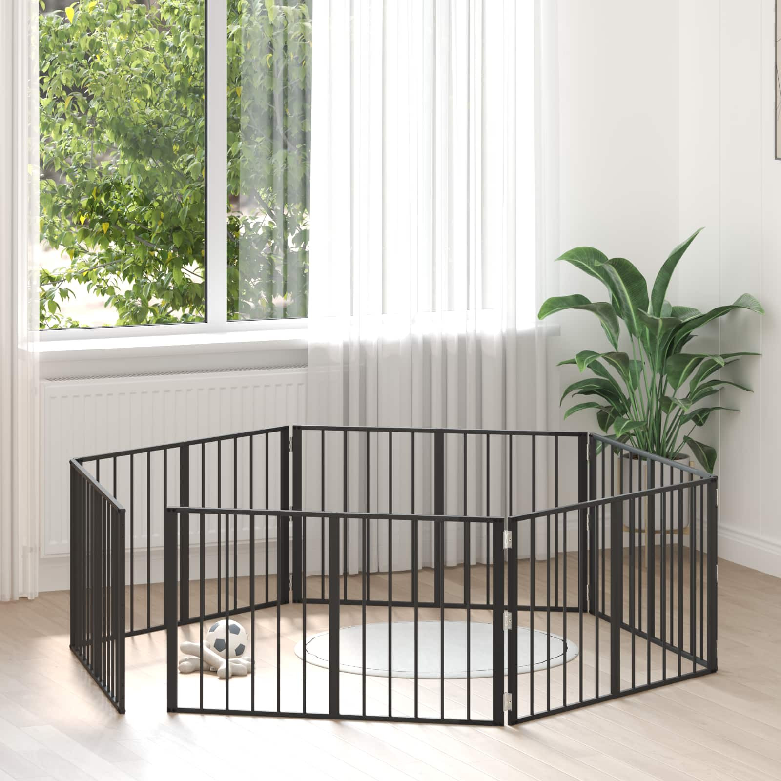 vidaXL Hundetor 6 pcs Schwarz 100 x 60 cm Verzinkter Stahl