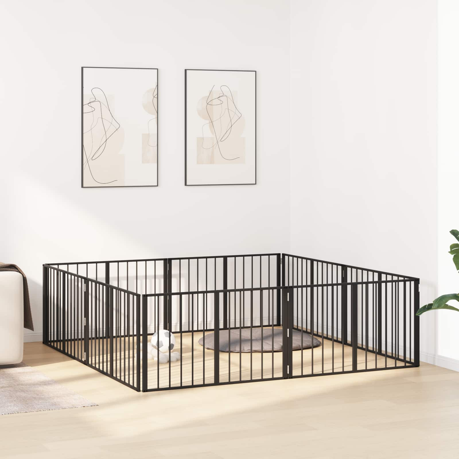 vidaXL Hundetor 8 pcs Schwarz 100 x 60 cm Verzinkter Stahl