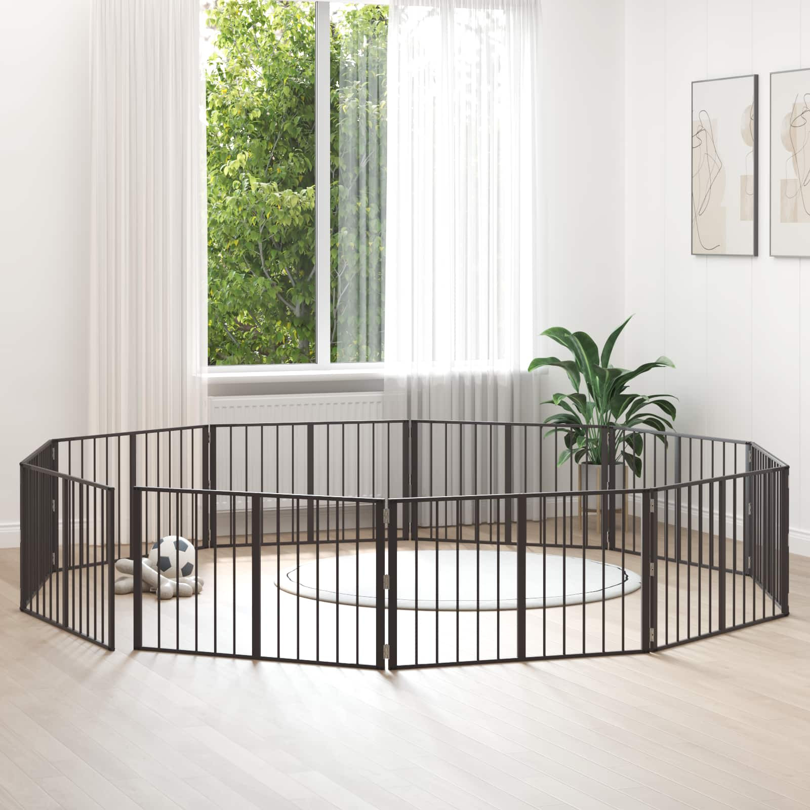 vidaXL Hundetor 10 pcs Schwarz 100 x 60 cm Verzinkter Stahl