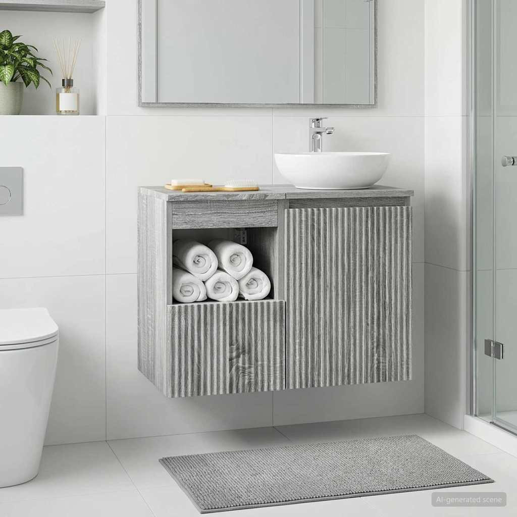 vidaXL Badezimmerschrank Grau Sonoma 30 x 44,5 x 50 cm Holzwerkstoff