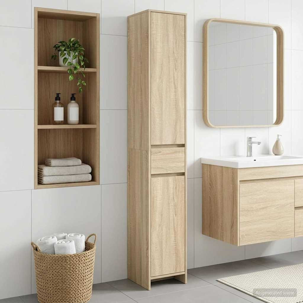 vidaXL Badezimmerschrank Sonoma-Eiche 30 x 33 x 190 cm Holzwerkstoff