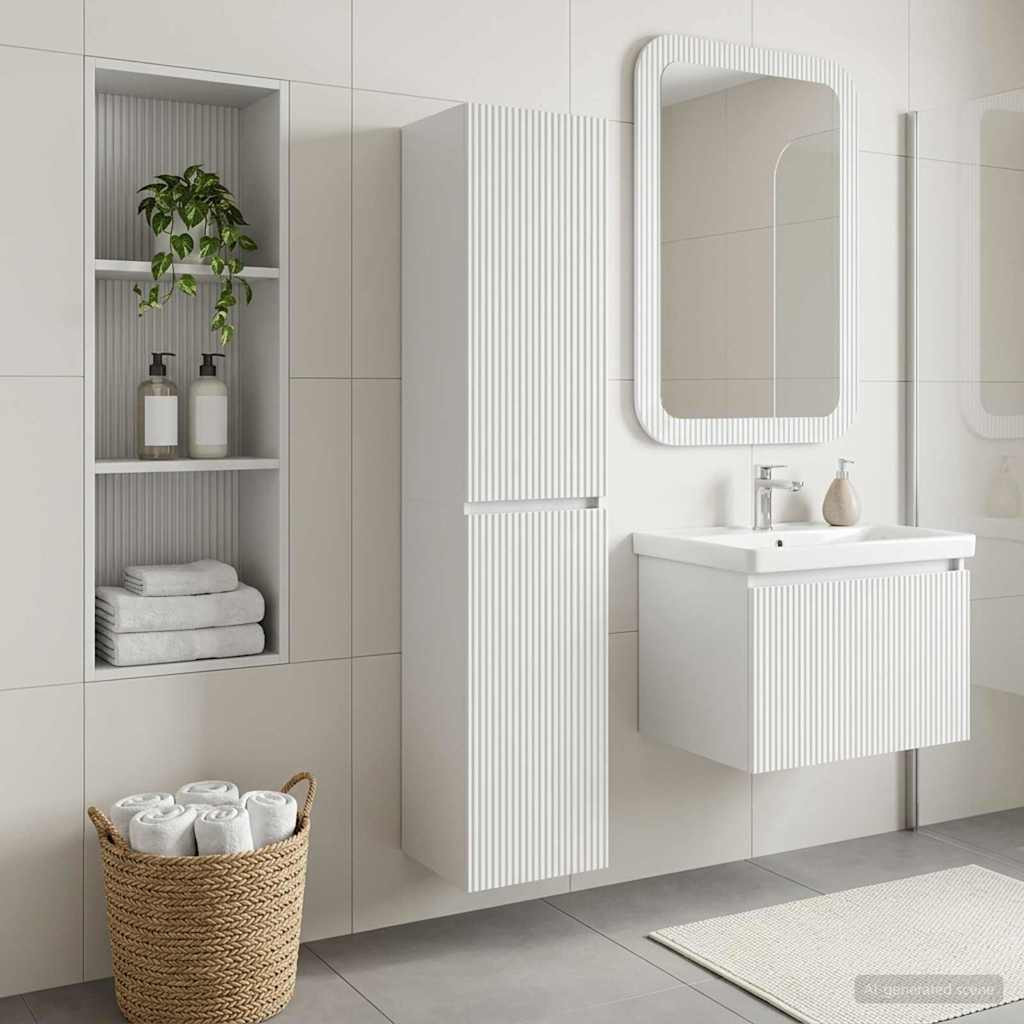 vidaXL Wandmontierter Badezimmerschrank Weiß 33 x 34,5 x 160 cm