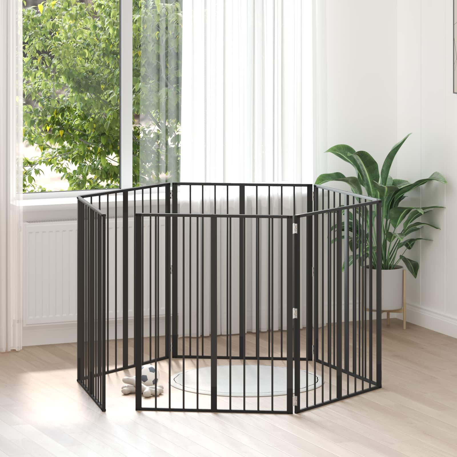 vidaXL Hundetor 6 pcs Schwarz 80 x 100 cm Verzinkter Stahl