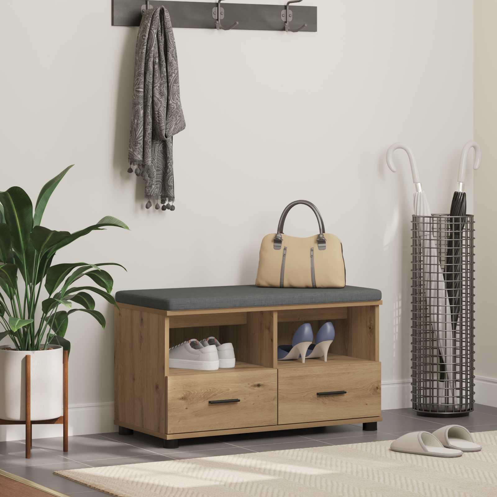 vidaXL Flurbank Artisan-Eiche 80 x 38 x 46 cm