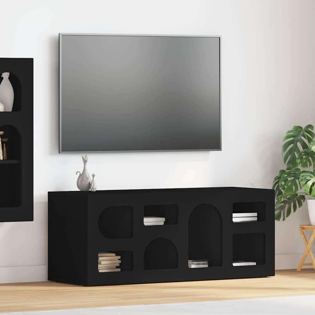 vidaXL TV-Schränk ELST 100 x 35 x 40 cm Schwarz Holzwerkstoff