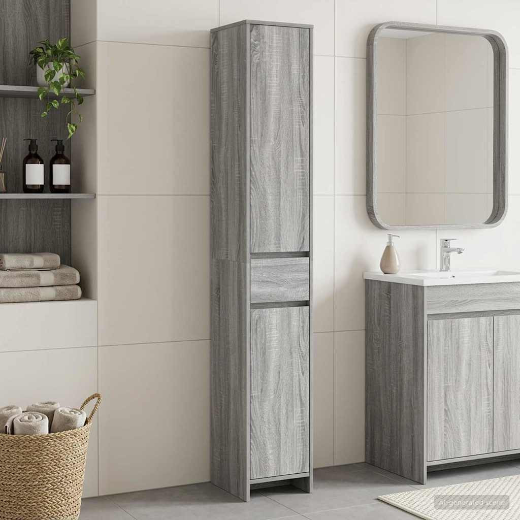 vidaXL Badezimmerschrank Grau Sonoma 30 x 33 x 190 cm Holzwerkstoff