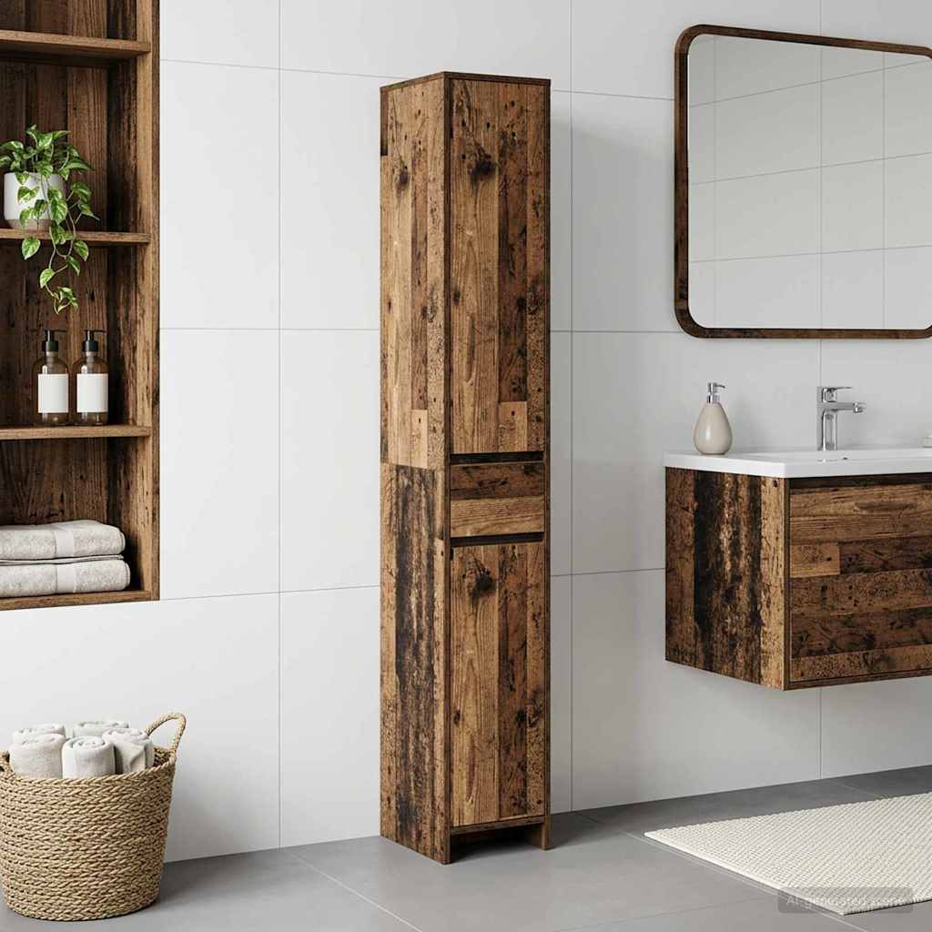 vidaXL Badezimmerschrank Altholz 30 x 33 x 190 cm Holzwerkstoff