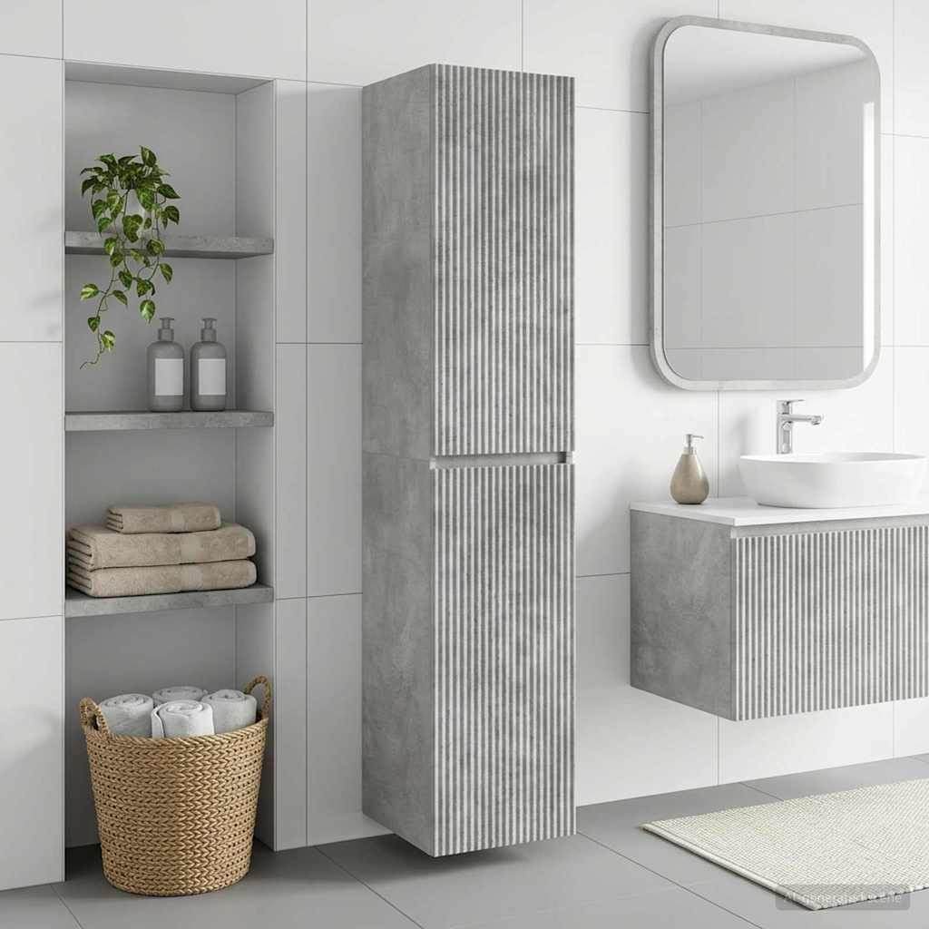 vidaXL Wandmontierter Badezimmerschrank Betongrau 33 x 34,5 x 160 cm