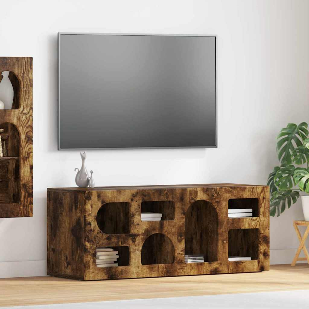 vidaXL TV-Schränk ELST 100 x 35 x 40 cm Geräucherte Eiche