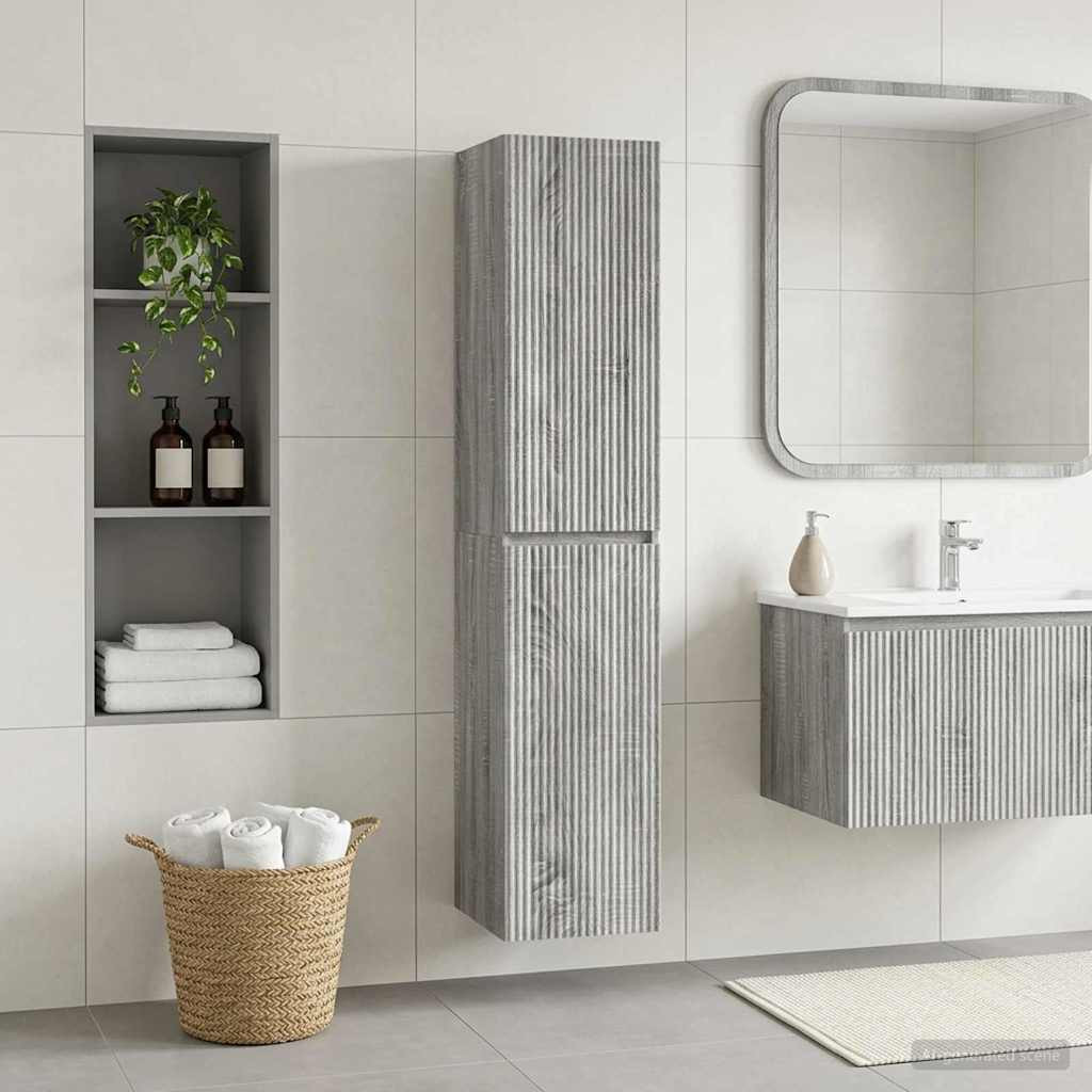 vidaXL Wandmontierter Badezimmerschrank Grau Sonoma 33 x 34,5 x 160 cm