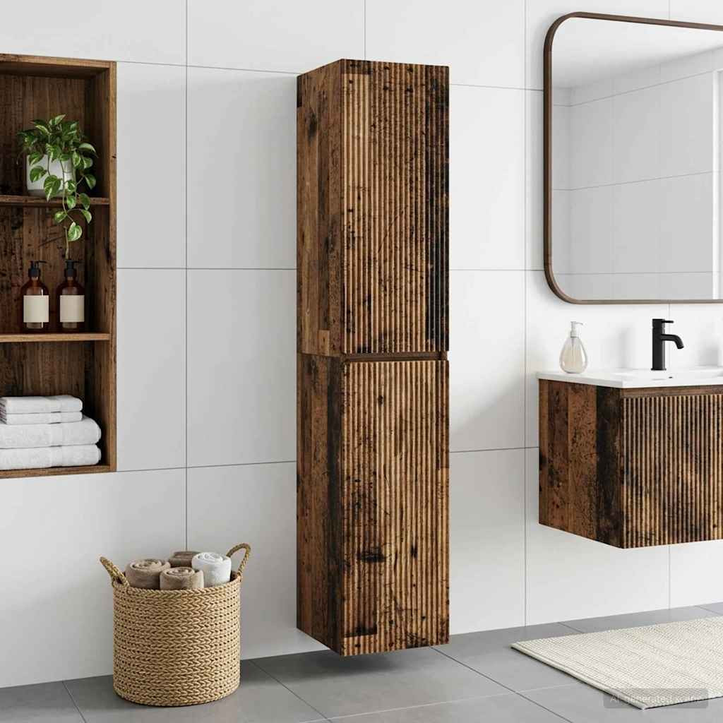 vidaXL Wandmontierter Badezimmerschrank Altholz 33 x 34,5 x 160 cm