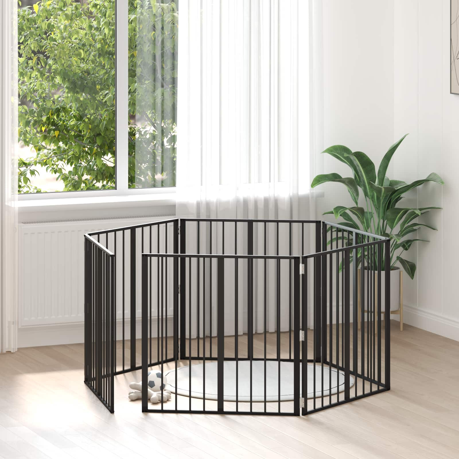 vidaXL Hundetor 6 pcs Schwarz 80 x 80 cm Verzinkter Stahl