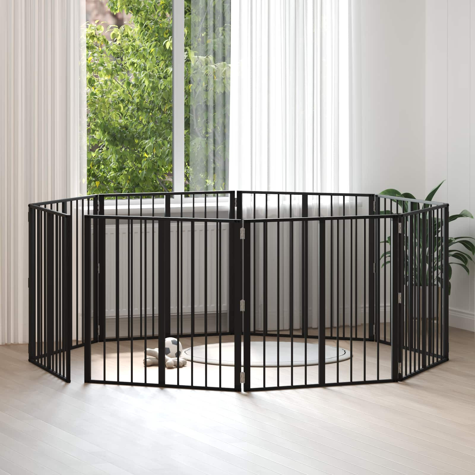 vidaXL Hundetor 8 pcs Schwarz 80 x 80 cm Verzinkter Stahl