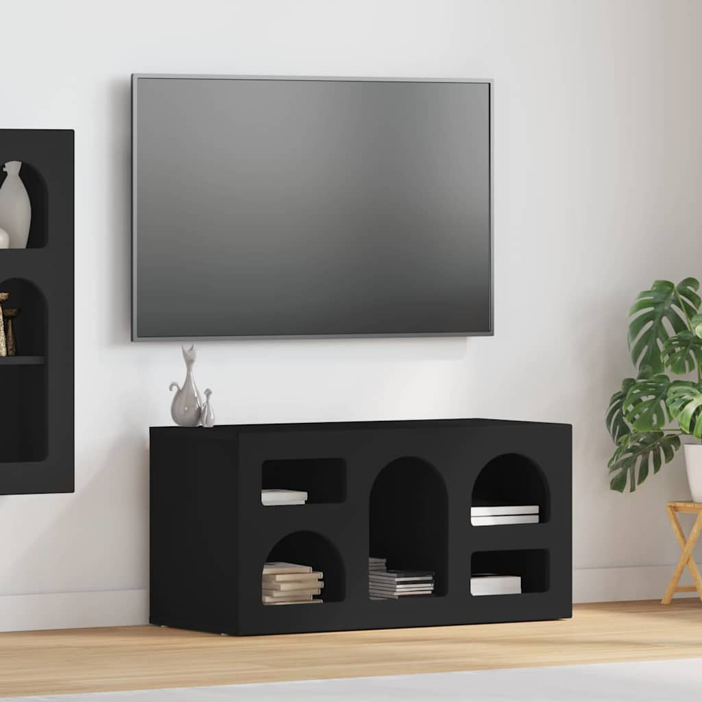 vidaXL TV-Schränk ELST 80 x 35 x 40 cm Schwarz Holzwerkstoff