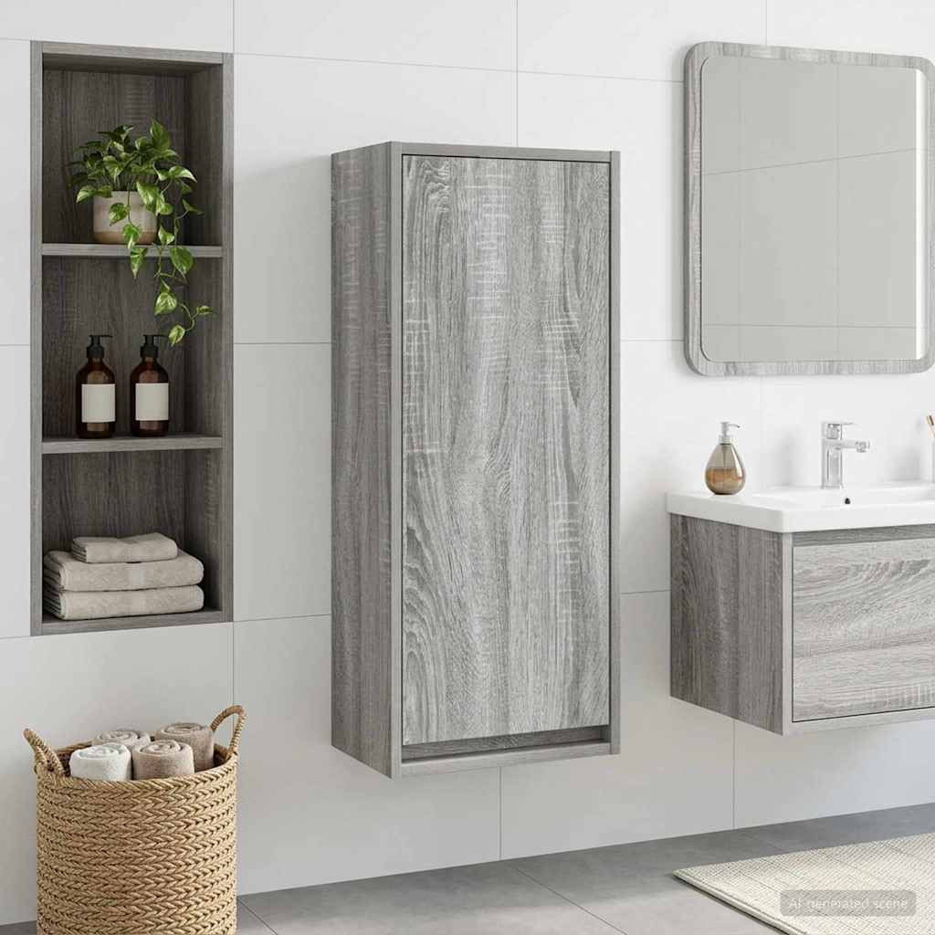 vidaXL Wandmontierte Waschbecken-Vanität Grau Sonoma 35 x 20 x 81 cm