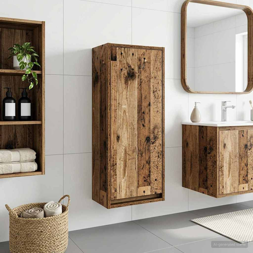 vidaXL Wandmontierte Waschbecken-Vanität Altholz 35 x 20 x 81 cm