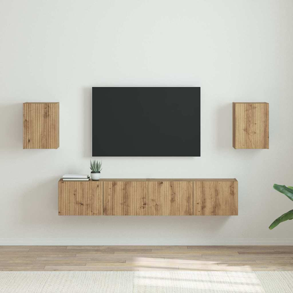 vidaXL TV-Wandschrank 2 pcs Kunsthandwerk Eiche Holzwerkstoff