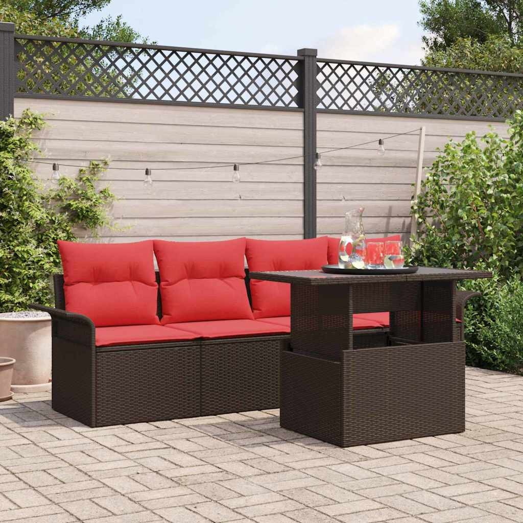 vidaXL Gartensofa-set mit Kissen 5 pcs Braun Poly-Rattan