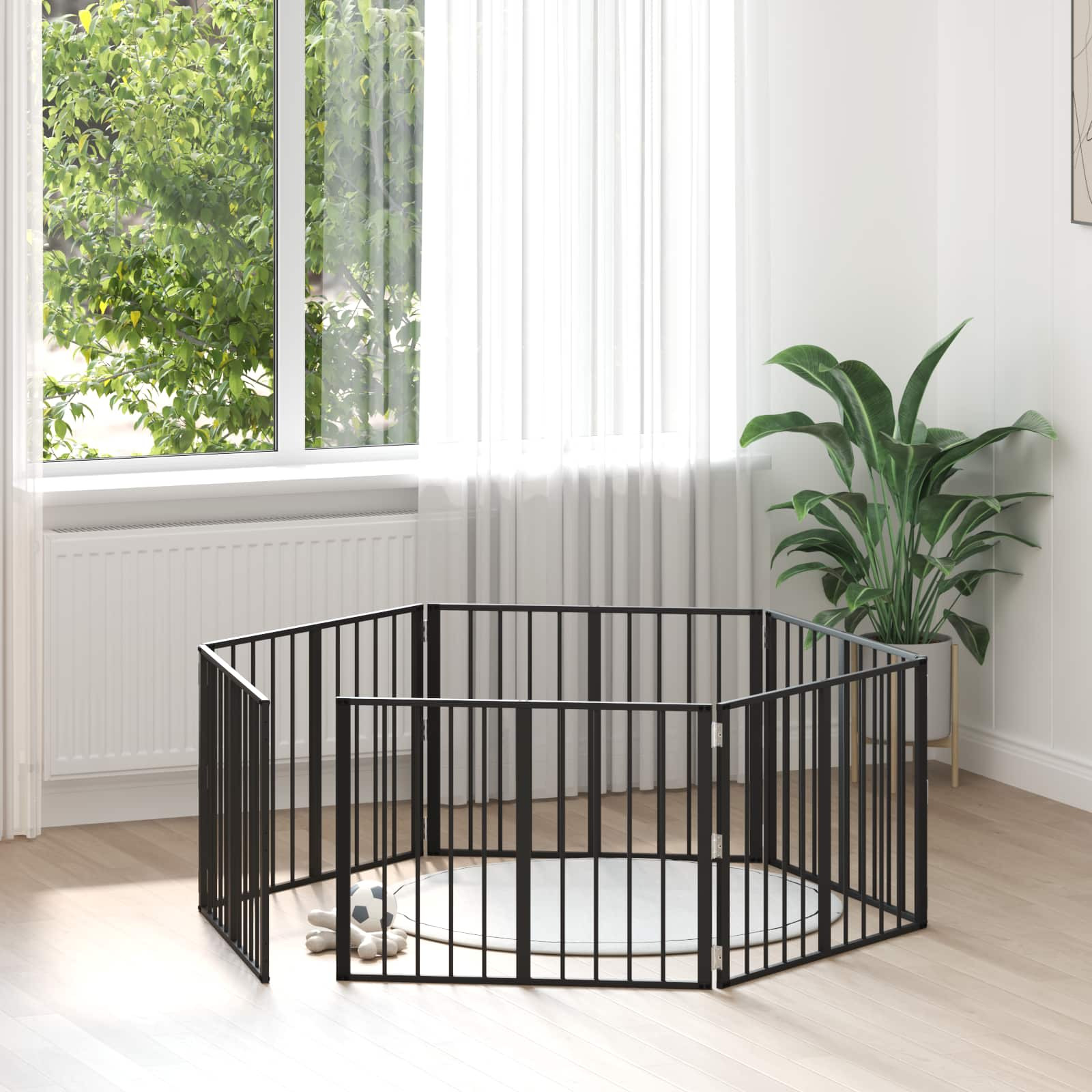 vidaXL Hundetor 6 pcs Schwarz 80 x 60 cm Verzinkter Stahl