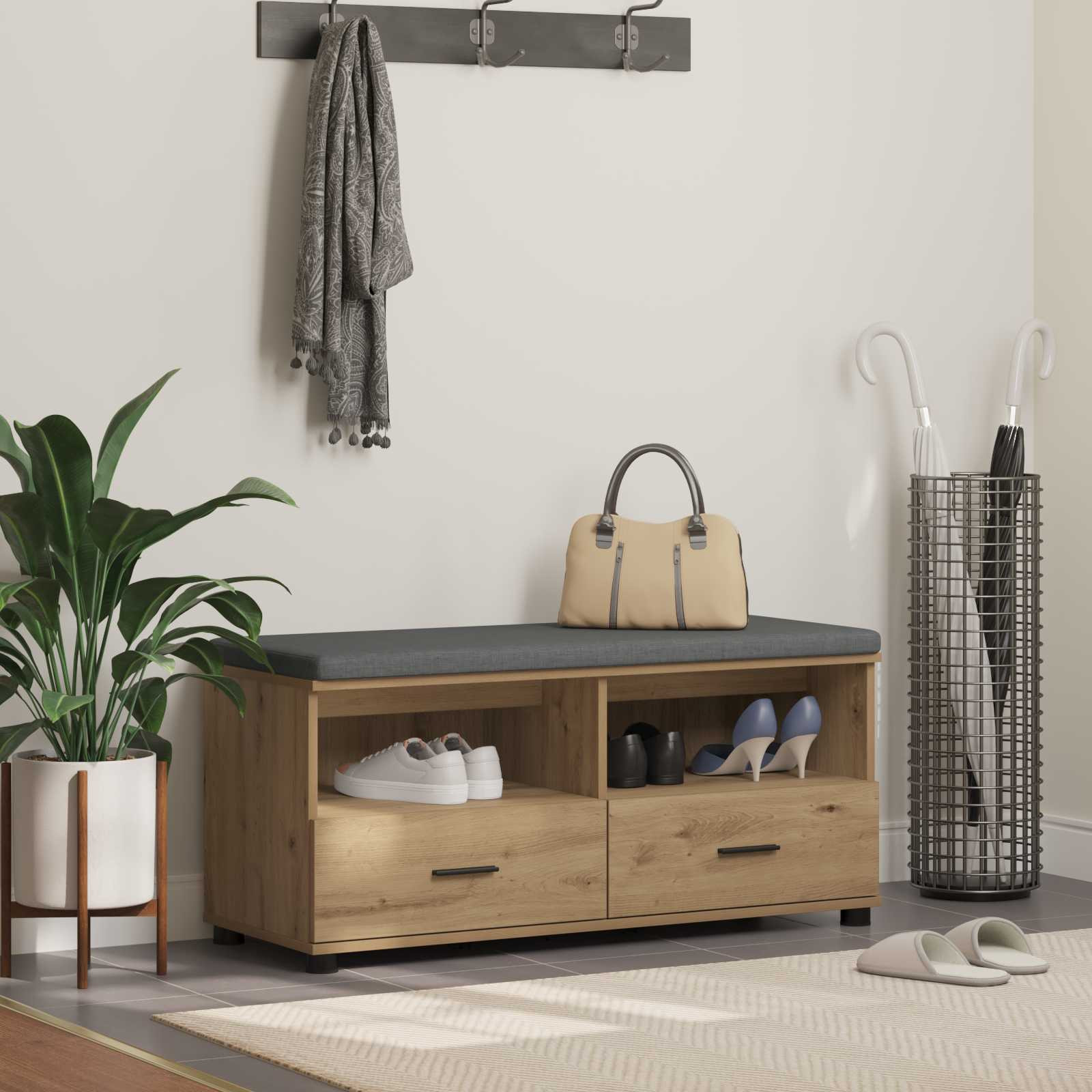 vidaXL Flurbank Artisan-Eiche 100 x 38 x 46 cm