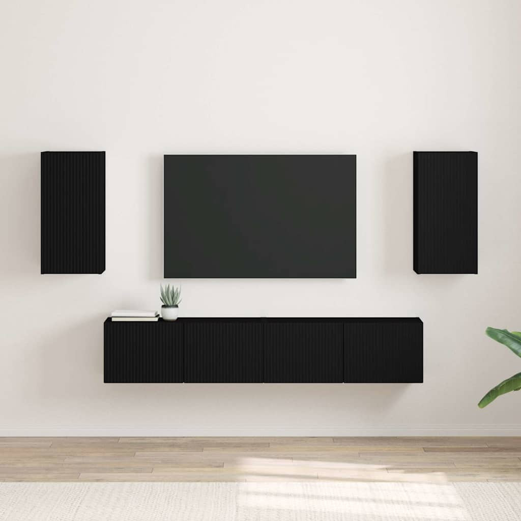 vidaXL TV-Wandschrank 2 pcs Schwarz 30 x 31 x 60 cm Holzwerkstoff