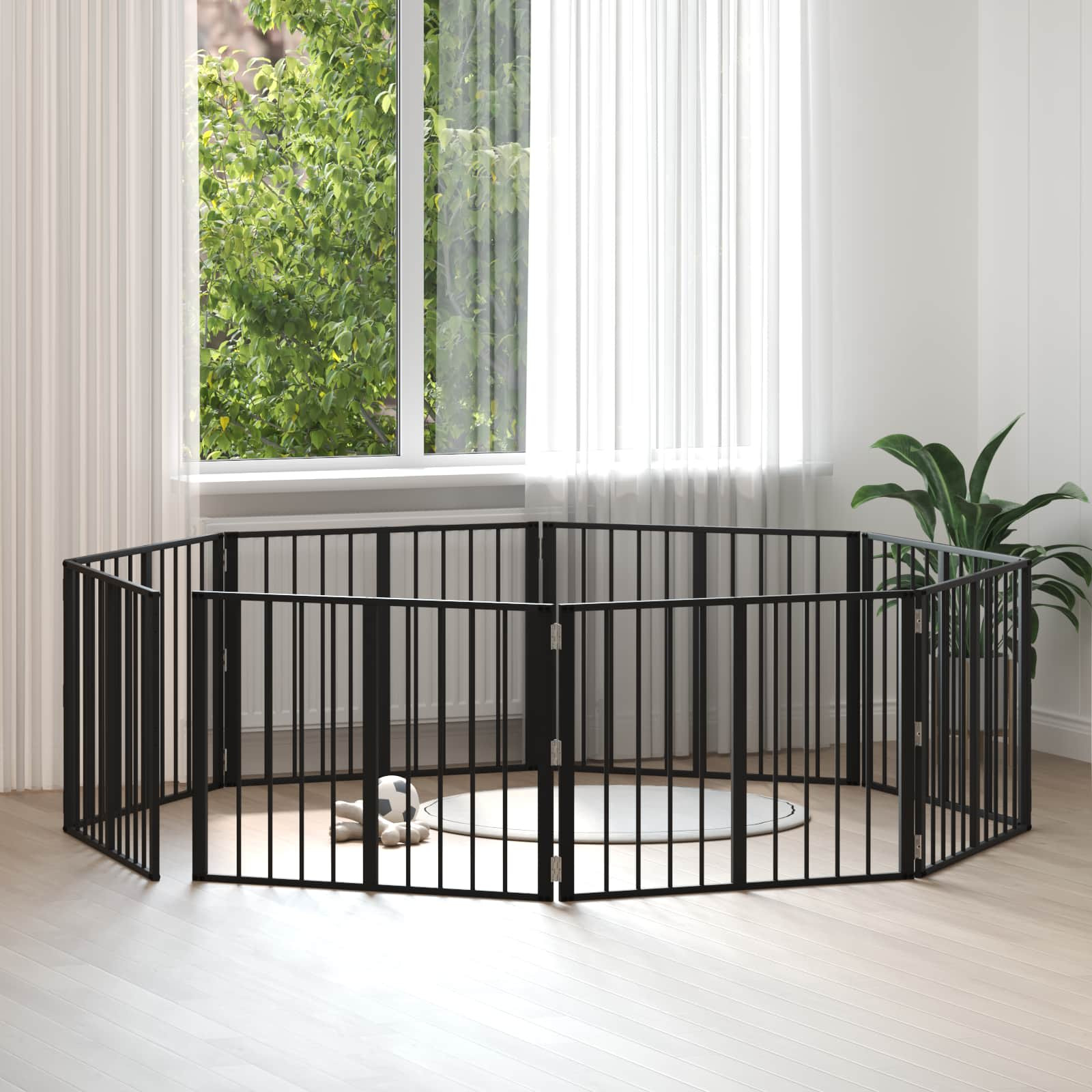 vidaXL Hundetor 8 pcs Schwarz 80 x 60 cm Verzinkter Stahl