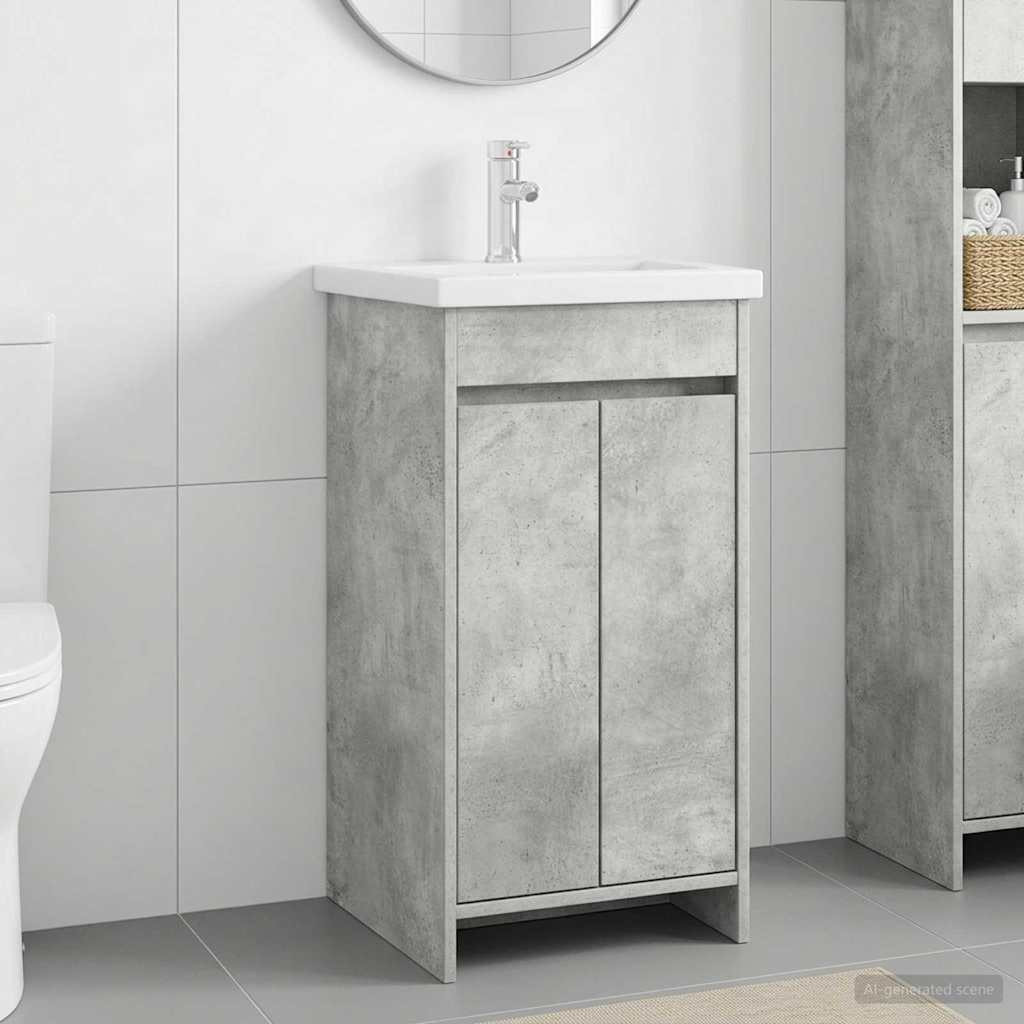 vidaXL Badezimmerschrank mit Waschbecken Betongrau 42 x 40 x 84,5 cm