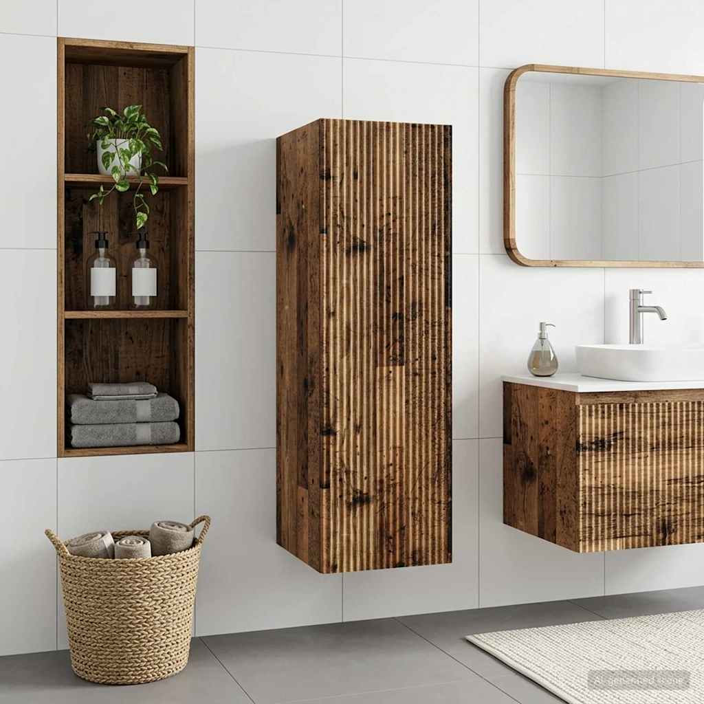 vidaXL Wandmontierter Badezimmerschrank Altholz 33 x 34,5 x 100 cm