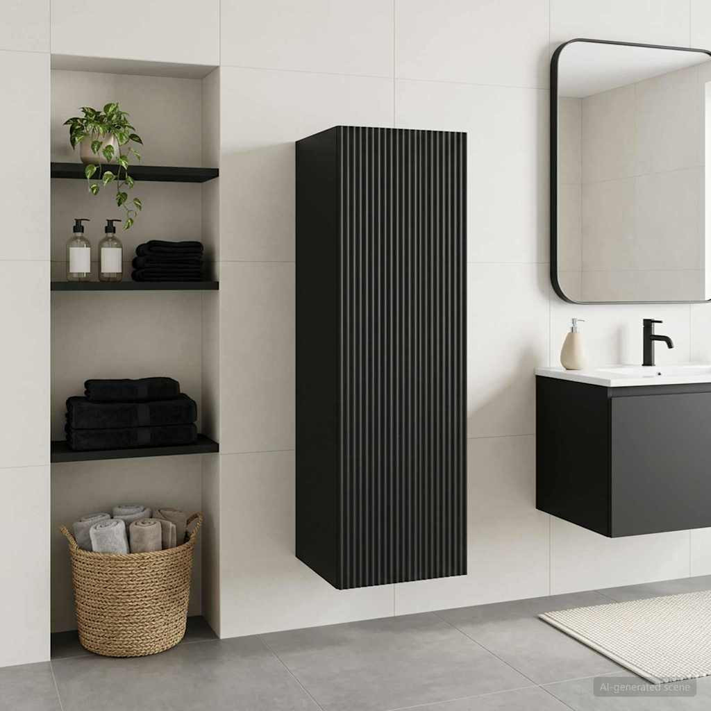 vidaXL Wandmontierter Badezimmerschrank Schwarz 33 x 34,5 x 60 cm