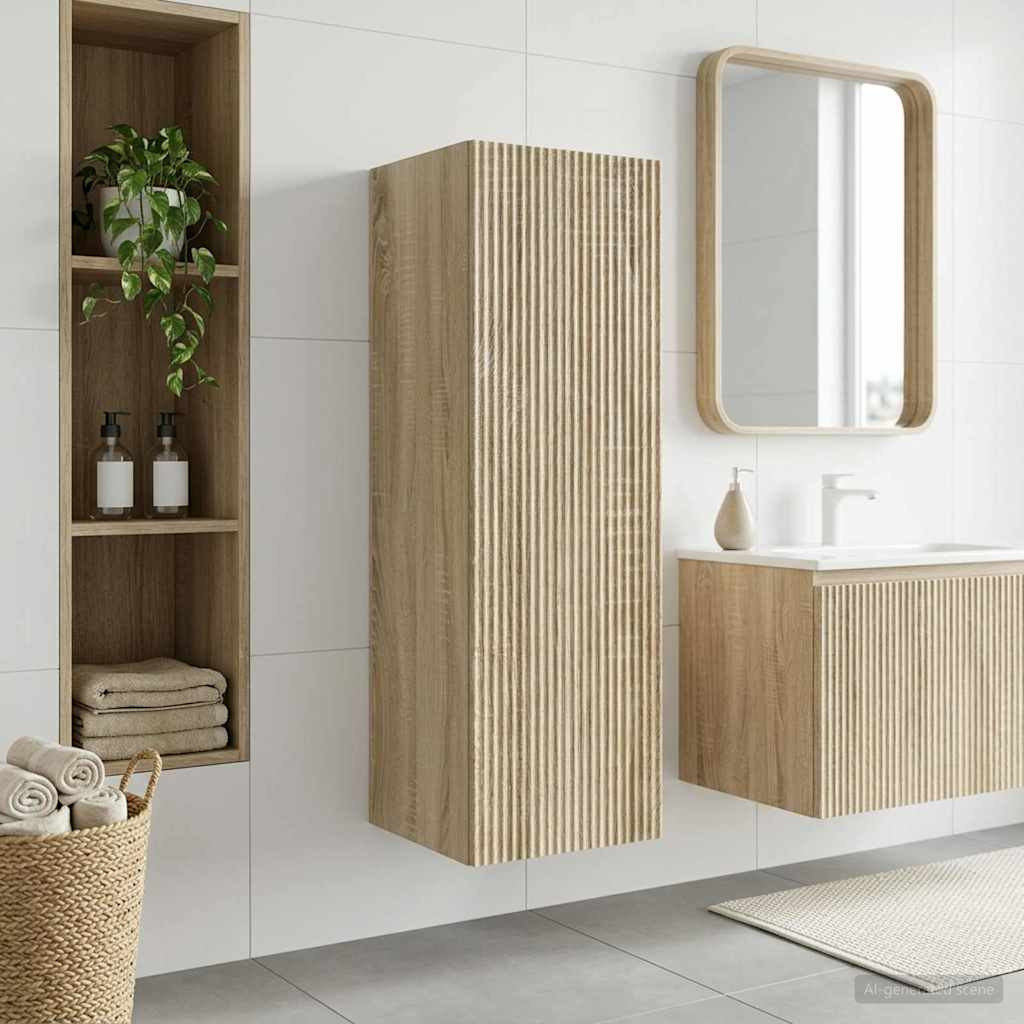 vidaXL Wandmontierter Badezimmerschrank Sonoma-Eiche 33 x 34,5 x 60 cm