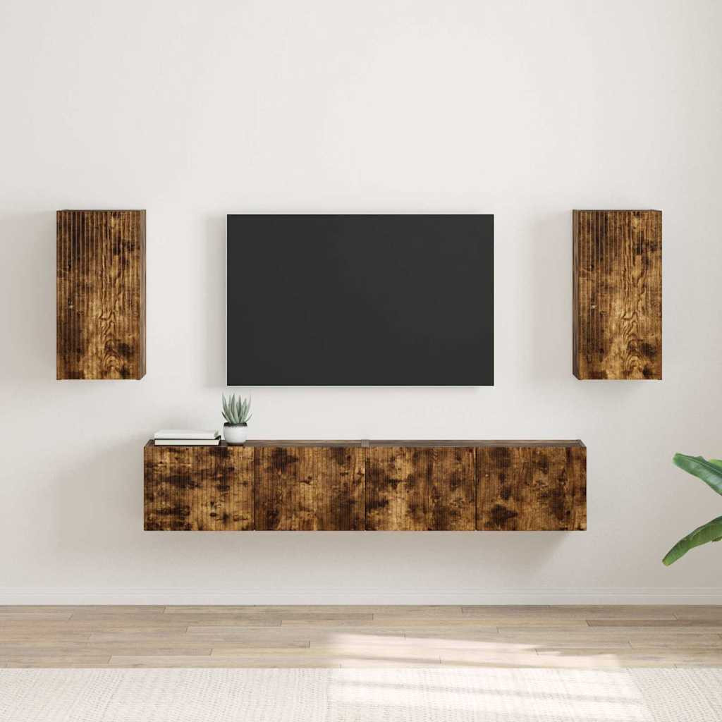 vidaXL TV-Wandschrank 2 pcs Geräucherte Eiche 30 x 31 x 60 cm