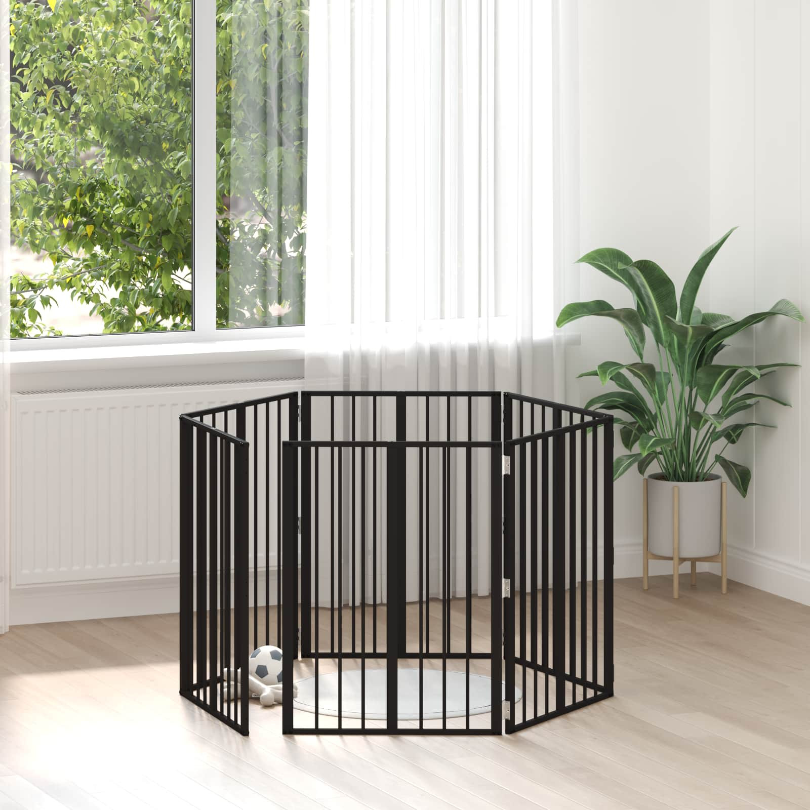 vidaXL Hundetor 6 pcs Schwarz 60 x 80 cm Verzinkter Stahl