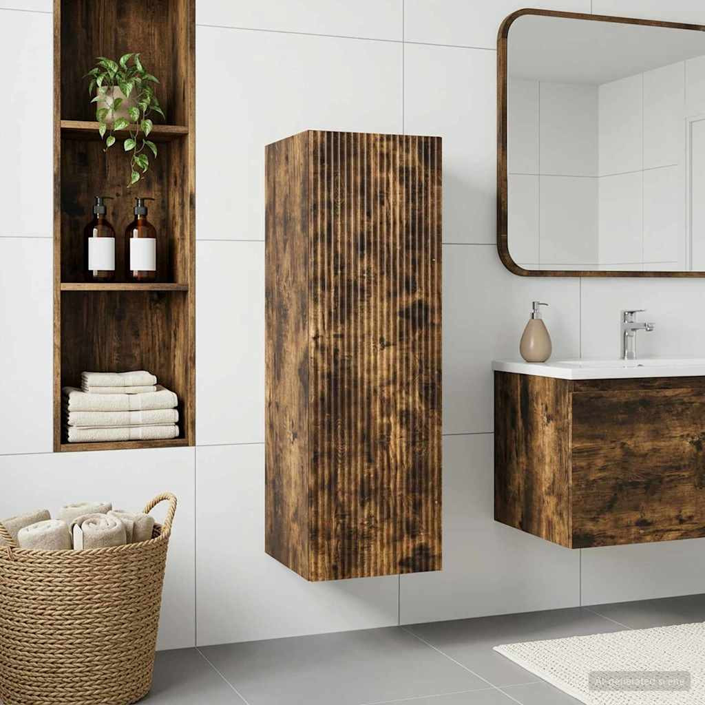vidaXL Wandmontierter Badezimmerschrank Geräucherte Eiche