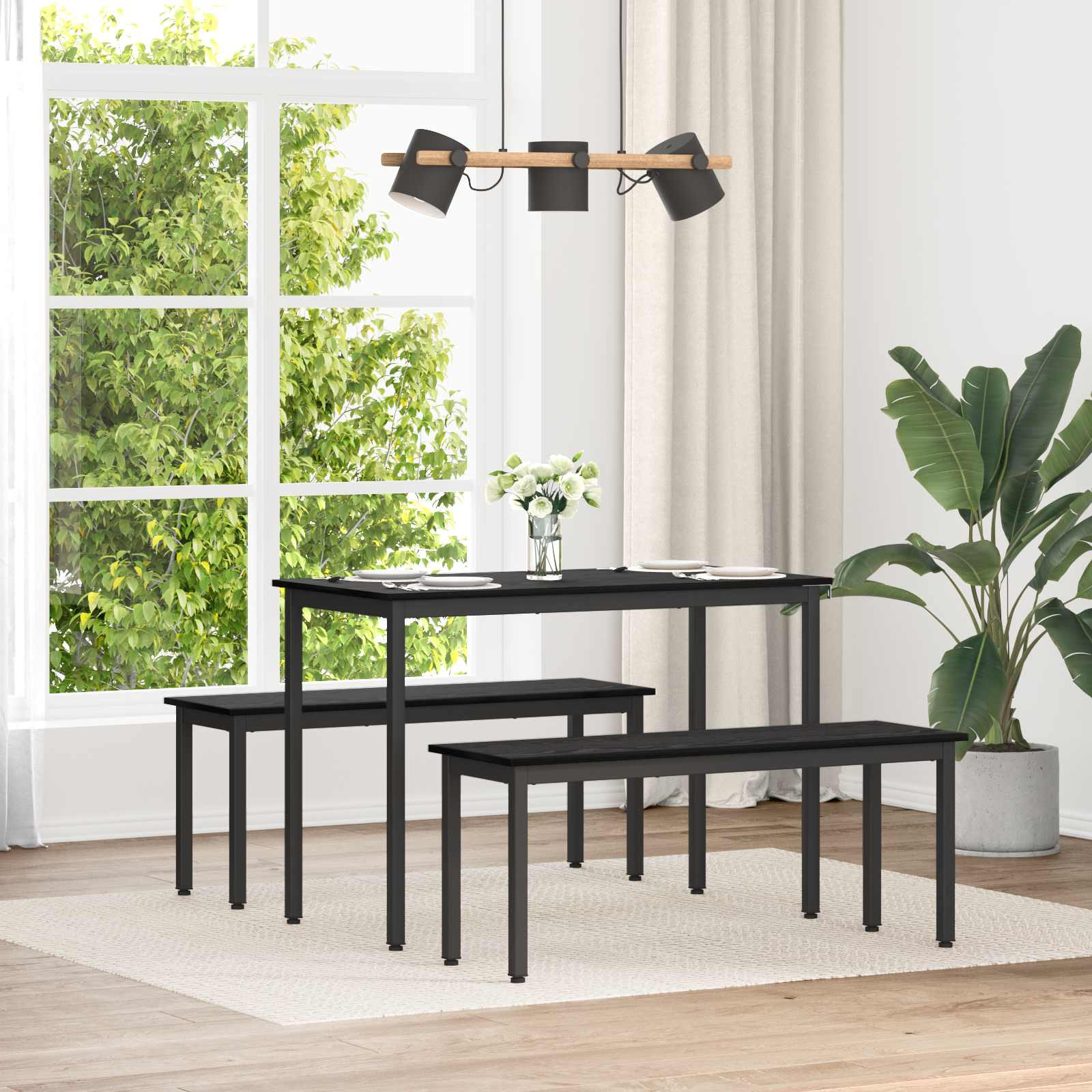 vidaXL Bank Schwarz Eichen-Optik 110 x 35 x 45 cm Holzwerkstoff