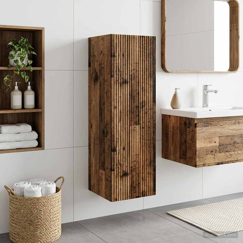 vidaXL Wandmontierter Badezimmerschrank Altholz 33 x 34,5 x 60 cm