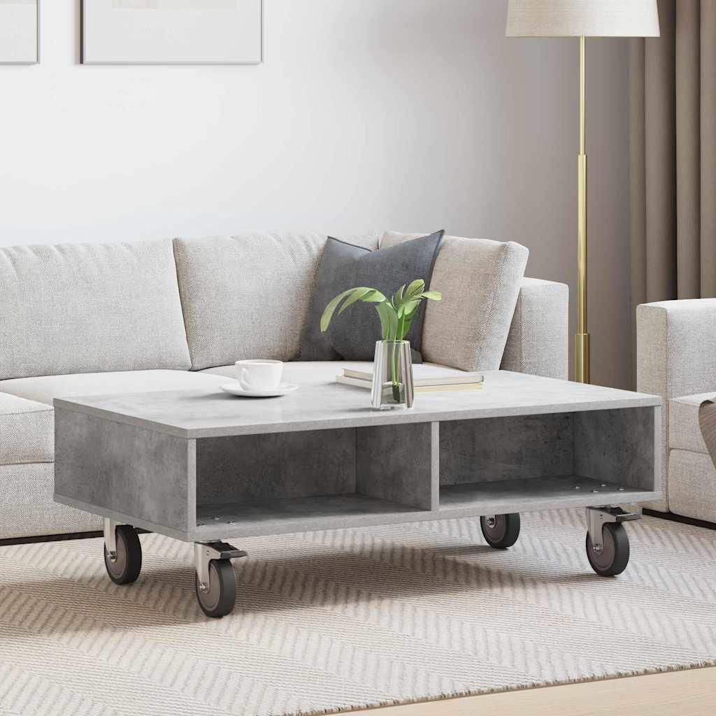 vidaXL Beistelltisch mit Rädern Beton Grau 90 x 50 x 30 cm