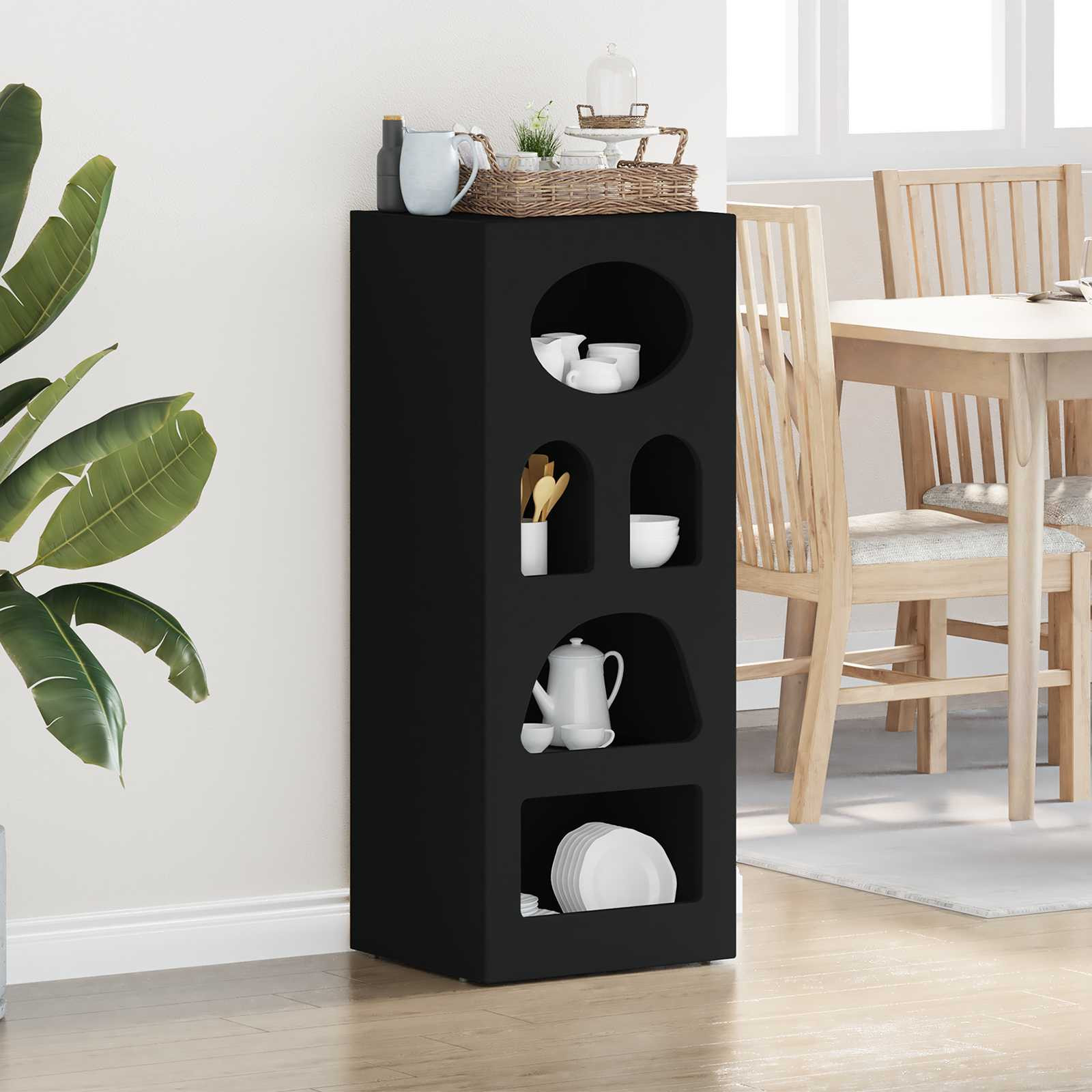 vidaXL Sideboard ELST Schwarz 40 x 35 x 100,5 cm Holzwerkstoff