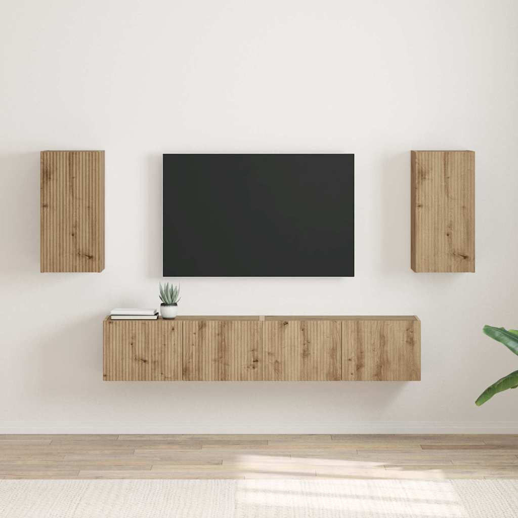 vidaXL TV-Wandschrank 2 pcs Kunsthandwerk Eiche Holzwerkstoff