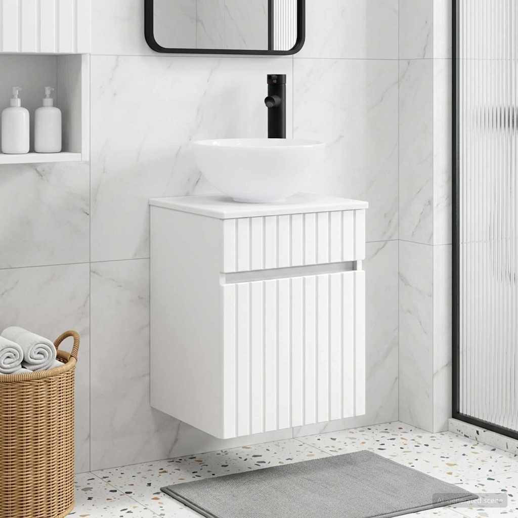 vidaXL Wandmontierte Waschbecken-Vanität Weiß 39 x 35 x 63 cm